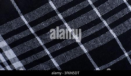 Black And White Grid Fabric Pattern Background Stock Photo