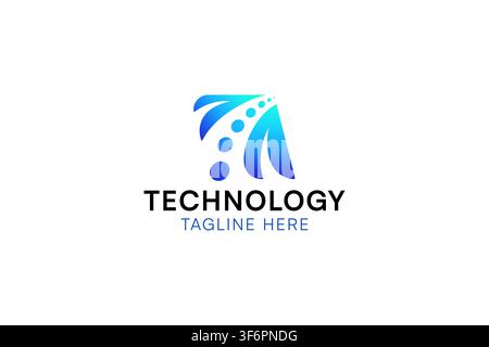 Abstract Technology Arrow Logo Design, Blue Gradient Data Vector for AI, Software, and Digital Startup Brand Stock Vector