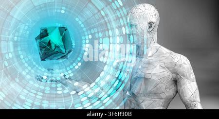 Blue Abstract Background Featuring Machine Learning Algorithm Technology Stock Photo