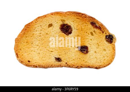 Sweet bread croutons with raisins. The cracker is isolated on a white background. Stock Photo