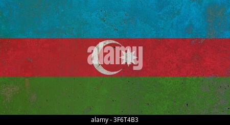 Azerbaijan national flag painted on textured wall mural background Stock Photo