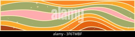 Zebra groovy banner with yellow and pink waves. Stock Vector