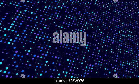 abstract high tech futuristic matrix of glowing cyan blue dots on dark background to showcase digital technology and artificial intelligence data flow Stock Vector