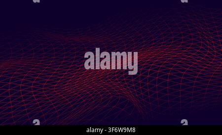 Sleek cybersecurity  big data abstract background featuring glowing red network lines forming dynamic waves on dark blue surface for machine models an Stock Vector
