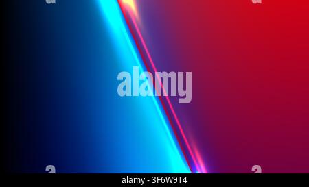 Abstract vibrant red and blue background a bright diagonal glowing neon laser light streak dividing cool blue and warm red gradient shades for modern Stock Vector