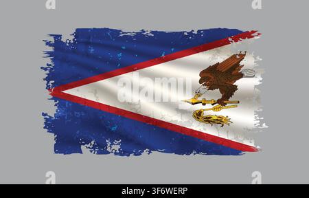 American Samoa flag is depicted with brushstrokes and features design elements with a textured style. Stock Vector