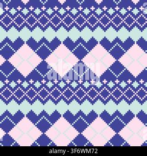 Argyle Knitting seamless pattern design in pastels for fashion and home textiles, graphics, knitwear and backgrounds Stock Vector