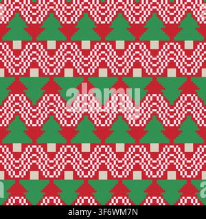 Christmas Tree Chevron Knitting seamless pattern design for fashion and home textiles, graphics, knitwear and backgrounds Stock Vector