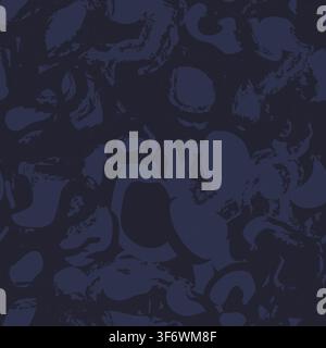 Navy Blue Abstract Bubble Brushstroke seamless pattern design for fashion and home textiles, graphics and backgrounds Stock Vector