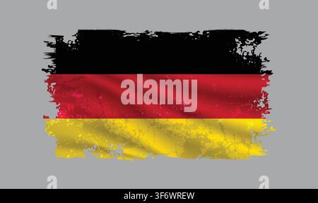 Germany flag is depicted with brushstrokes and features design elements with a textured style. Stock Vector