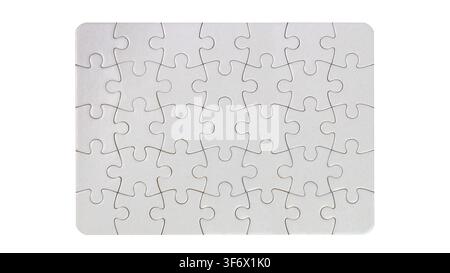 Empty jigsaw puzzle template, isolated, on white background Stock Photo