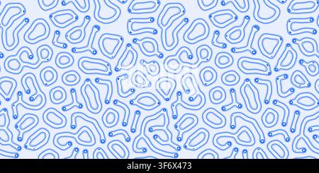 Blue organic seamless pattern with irregular wavy shapes lines abstract forms repeat design and light background Stock Vector