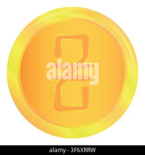 Gold coin with hryvnia sign icon in metal style. Vector illustration for web. Stock Vector