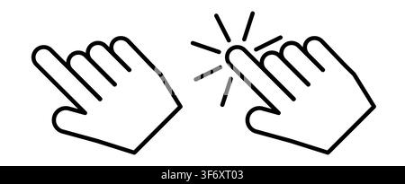 Cursor icon.Hand clicking icon collection.Pointer click icon. Vector illustration. Hand Line Icon. Editable Stroke. Pixel Perfect. For Mobile and Web. Stock Vector