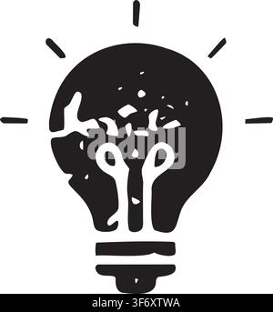 Lightbulb with lines for the concept of creativity and ideas and revelations, Back to school vector art icon Stock Vector