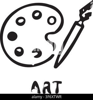 Art school subject painting palette with brush, Back to school vector art icon Stock Vector