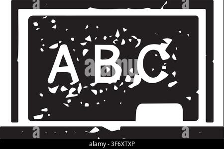 ABC blackboard vector icon with stamp texture for preschool learning and classroom resources, Back to school vector art icon Stock Vector