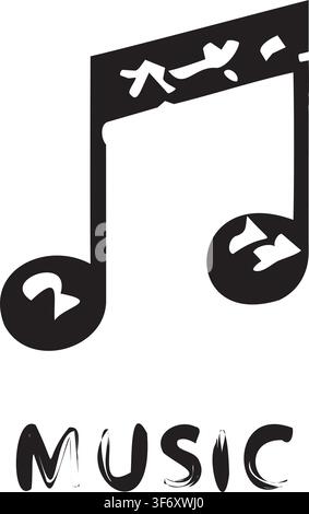 Music subject musical note vector icon with stamp texture for education websites and classroom learning, Back to school vector art icon Stock Vector