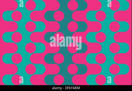 Seamless vector pattern with curved lines on blue background. Simple retro wallpaper design. Decorative wavy fashion textile. Stock Vector