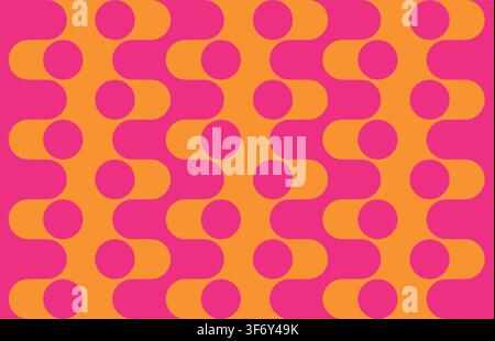 Seamless vector pattern with curved lines on orange background. Simple retro wallpaper design. Decorative wavy fashion textile. Stock Vector