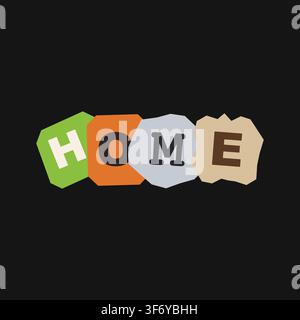 Modern Home Paper Collage Lettering Design Vector Illustration Stock Vector