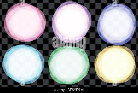 Color round shape banners and abstract colorful rainbow graphic design elements. Vector watercolor brush frames, modern color gradient creative backgr Stock Vector