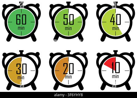 Timers icon on white background. Isolated vector set of elements time or timer. Stopwatch symbol. Vector countdown circle clock counter timer. Fast ti Stock Vector