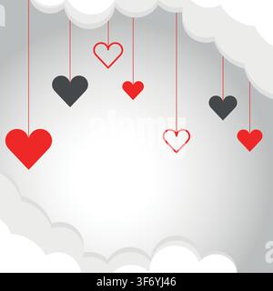 Love valentine's background with pink falling hearts over white. Stock Vector