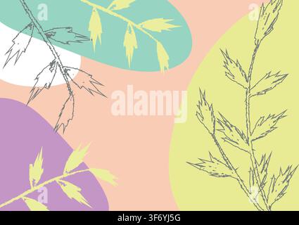 Vector floral background in trendy minimalistic style. Stock Vector