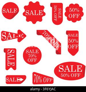 Set of new stickers, sale tags and labels. Shopping stickers and badges for merchandise and promotion, special offer, new collection, discount etc. Re Stock Vector