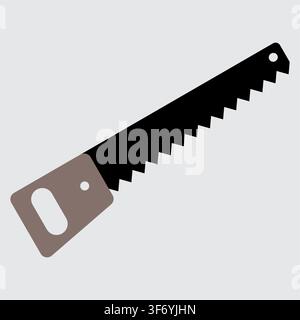 Hand saw vector illustration for woodworking and construction timber cutting. Stock Vector