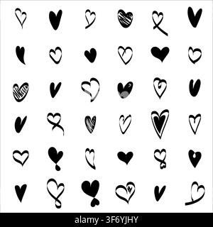 Vector redhearts set. Hand drawn. Stock Vector