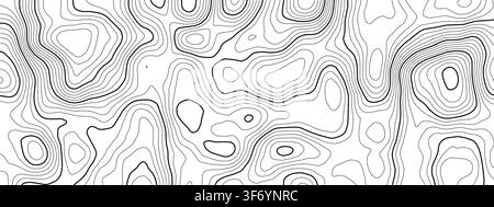 Contour topography map with line mountain pattern for vector background texture. Topographic sea abstract with topo wood cartography for trail ocean r Stock Vector