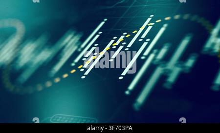 Business chart shows stock exchange trading activity with data points and trends Stock Photo