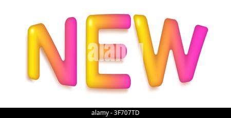 Vector 3D icon of new label. Vector banner in realistic style. Trendy emblem for new product. Stock Vector