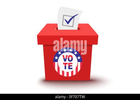Vintage icon of ballot box for presidential election in USA . American Election 2028. Vote. Stock Vector