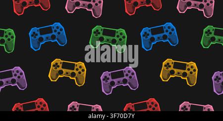 Vintage retro background with dot effect joystick element. Halftone game concept design print pattern for textile, fabric, wrapping paper. Stock Vector