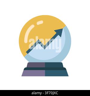 Business forecasting and financial prediction concept featuring an upward trend graph arrow inside a crystal ball vector illustration white background Stock Vector