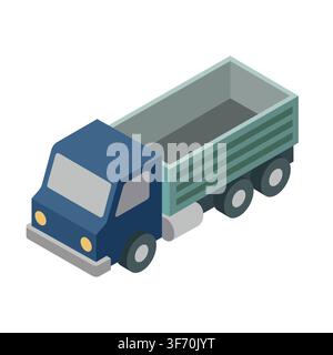 Isometric Dump Truck Vector Illustration for Construction and Logistics white background isolated Stock Vector