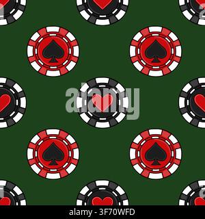 Seamless pattern with red and black casino chips vector illustration Stock Vector