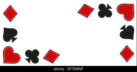 Casino card suits frame banner vector illustration with hearts, diamonds, clubs, and spades Stock Vector