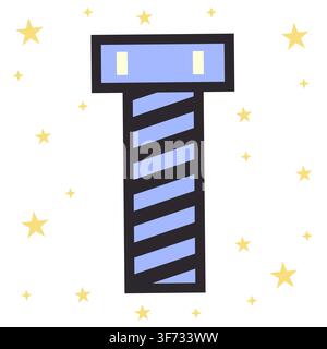 Cute pastel periwinkle screw bolt vector icon. Minimalist glossy hardware and DIY craft tool icon with a bold outline in kawaii style. Perfect for sti Stock Vector