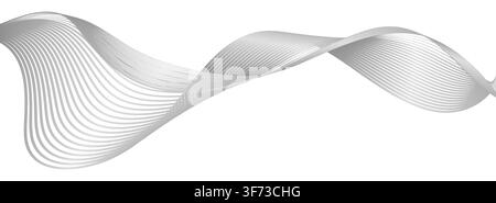 Silver distorted wavy lines, premium chrome pattern, luxury grey gradient guilloche curves. Metallic monochrome vector banner, abstract dynamic steel Stock Vector