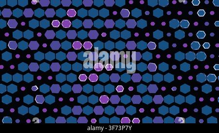 hexagonal wipe transition animation: Randomized hex fragments resolve in coherent waves rather than a generic noise dissolve rendered as an editable n Stock Vector