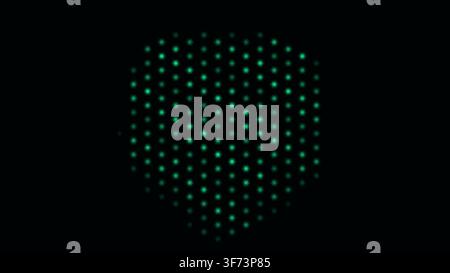 glowing heart matrix background: A staggered hexagonal light array forms a slowly floating emerald heart with restrained outer sparks rendered as an e Stock Vector