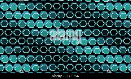 hexagonal prism pattern background: Tall hex columns rise and collapse in diagonal cascades across a deep volumetric field rendered as an editable neo Stock Vector