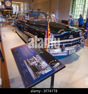 Explore a piece of American history at The Henry Ford Museum of American Innovation in Dearborn, Michigan. This exhibit showcases the Presidential veh Stock Photo