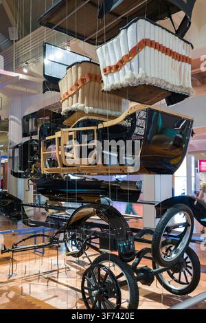 Witness a remarkable feat of engineering at the Henry Ford Museum of American Innovation in Dearborn, Michigan. This 1924 Ford Model T is presented as Stock Photo
