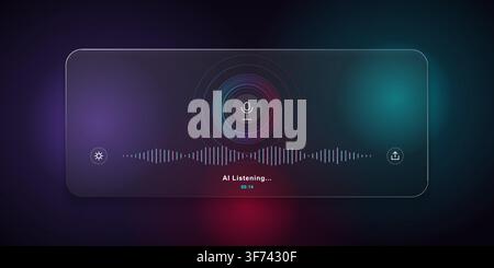 Ai voice assistant listening interface with sound wave visualization Stock Vector