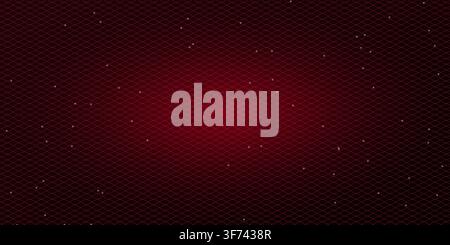 Abstract red diamond grid pattern background with glowing particles and light flare effect, futuristic digital technology wallpaper design Stock Vector